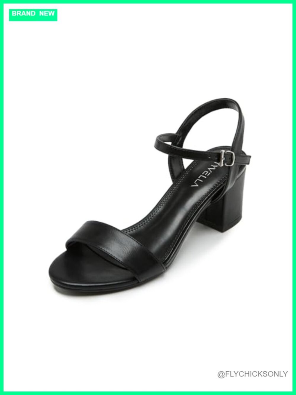 Women's Block Heel Sandals Faux Leather Open Toe Ankle Strap Heels